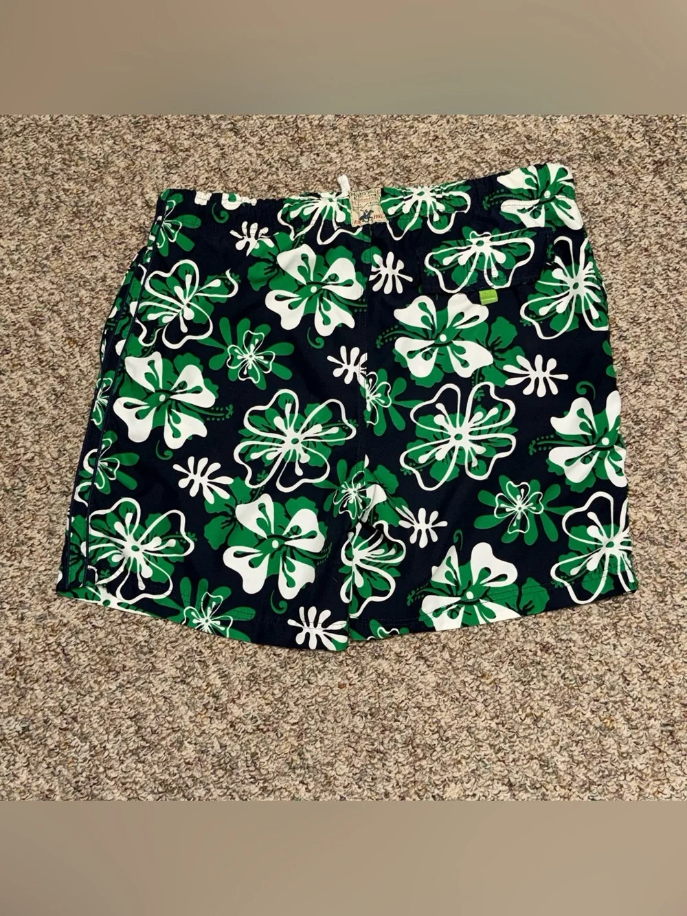 Men's size XL swim trunks Beverly Hills Polo Club Green White Floral Swim Shorts